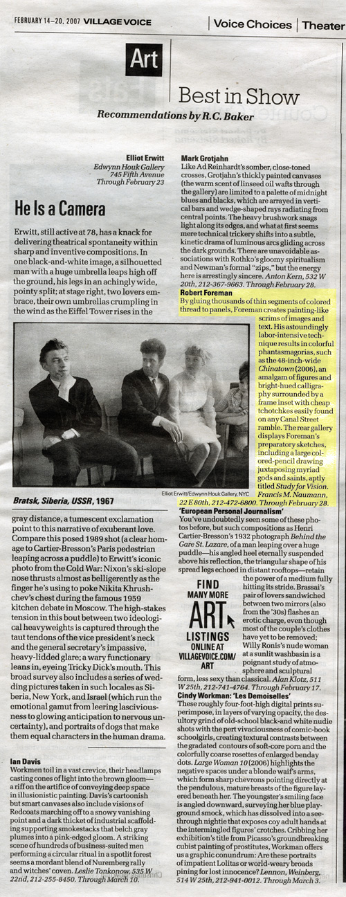 Village Voice February 14-20,2007 review of exhibition